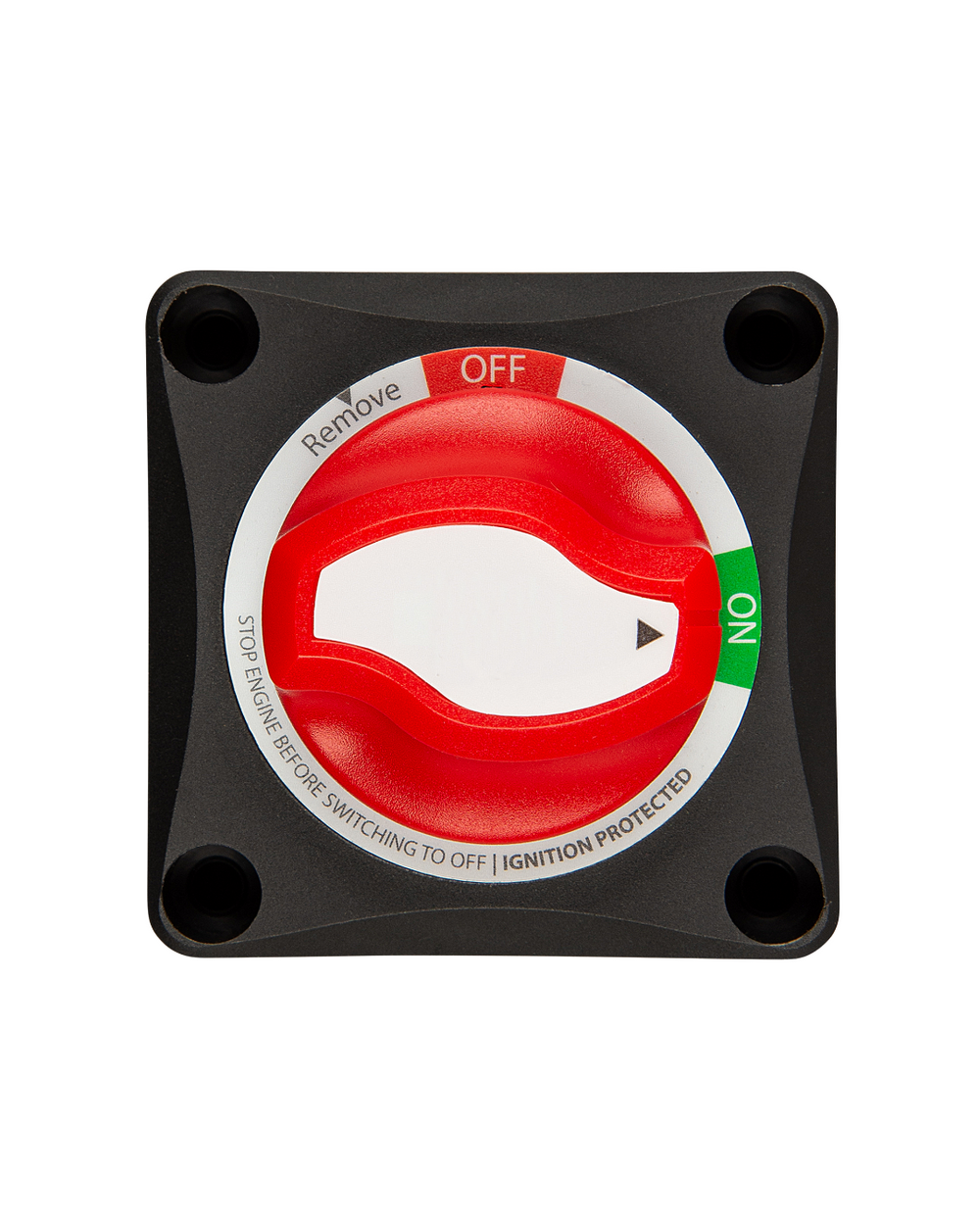 Victron Battery Switch ON/OFF 275A von oben. Roter, ergonomischer Schalter.