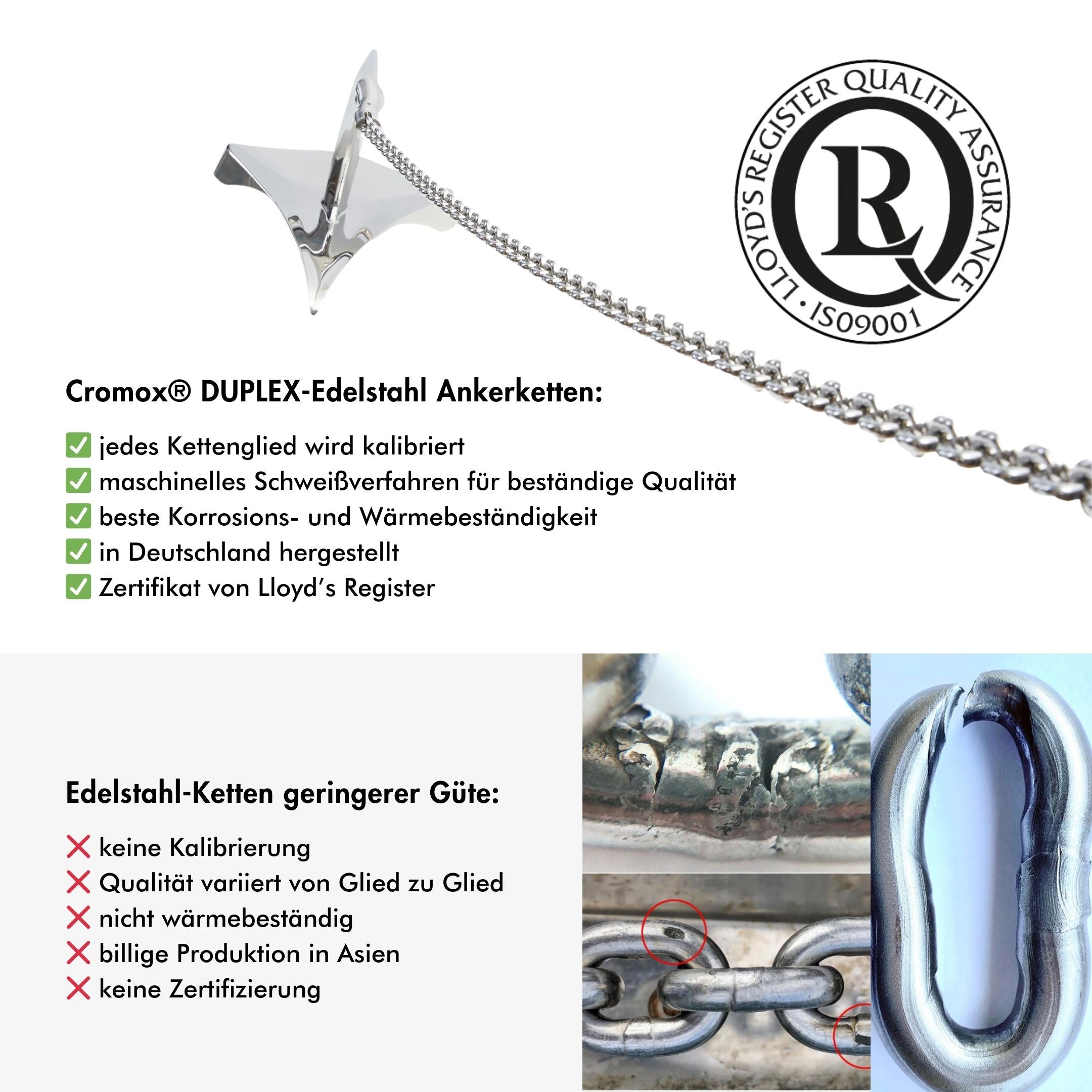 Cromox® DUPLEX Edelstahl-Ankerkette | GRADE 60 PLUS
