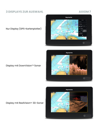 Raymarine Axiom 7 Multifunktionsdisplay. 3 Displays zur Auswahl: GPS-Kartenplotter, Display mit DownVision Sonar und Display mit RealVision 3D-Sonar. 