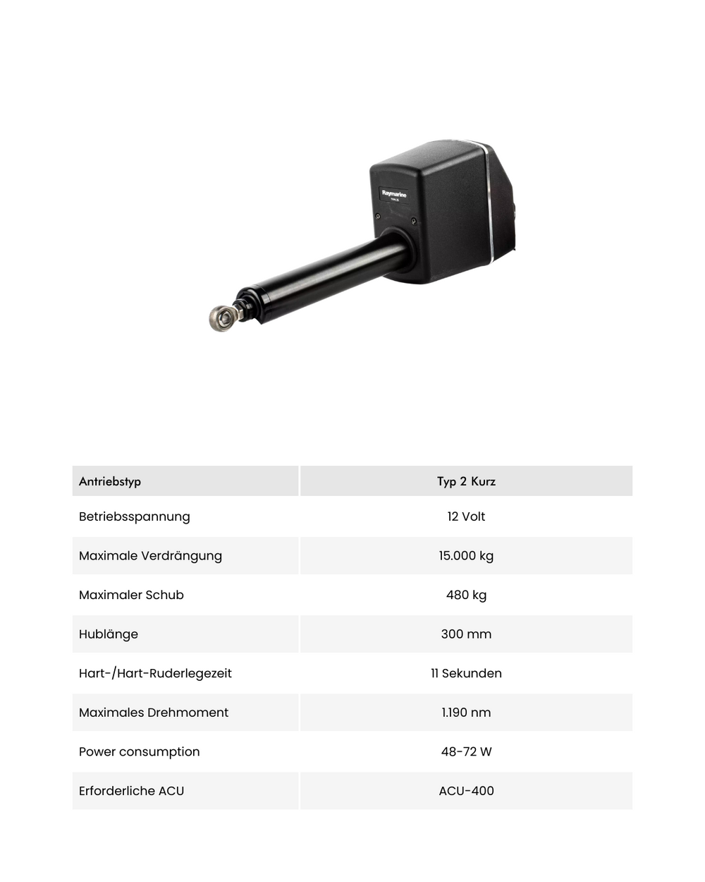 Raymarine mechanischer Linearantrieb Typ 2 Kurz Details, 12 V