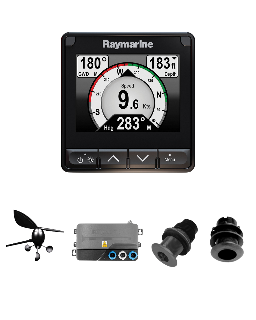 Raymarine i70s Instrumentensystempaket mit Windgeber, iTC-5 Geberkonverter, Log- und Echolotgeber